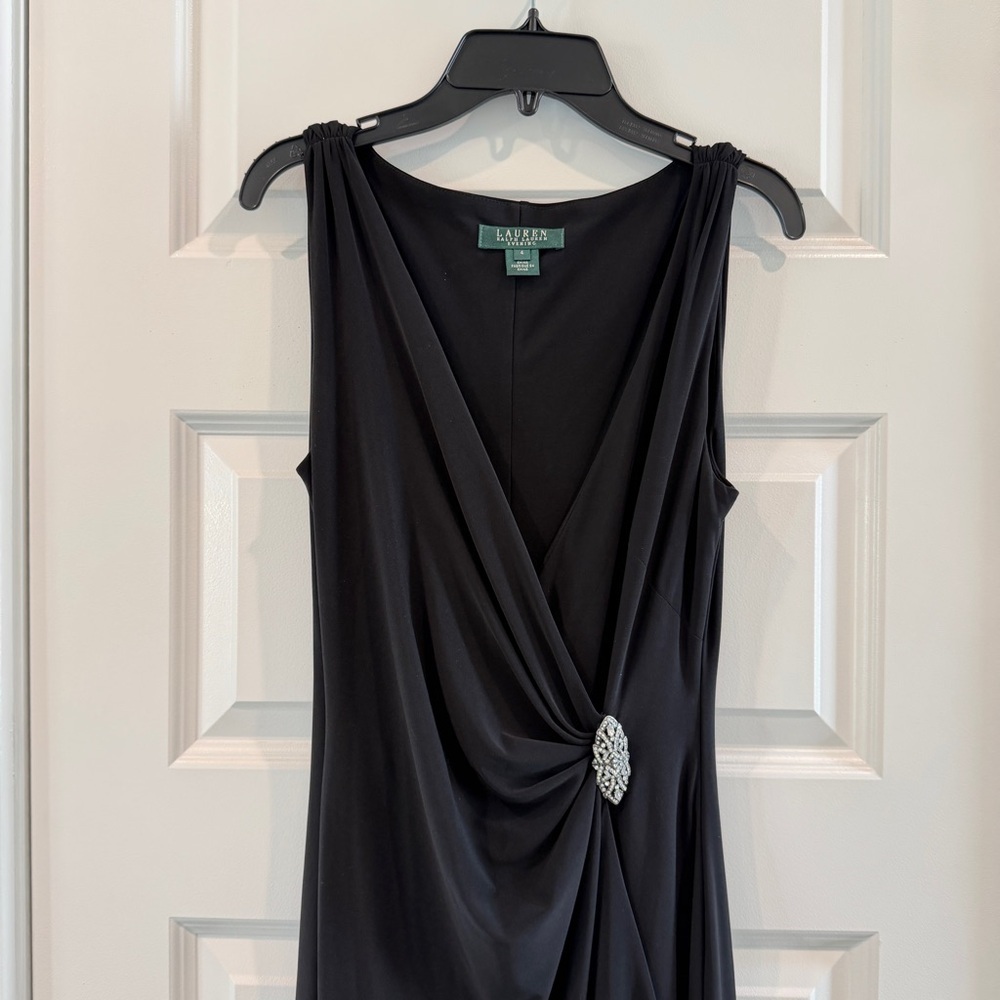 Lauren Ralph Lauren Formal Cocktail Dress Black Evening Gown Sleeveless Sz 4